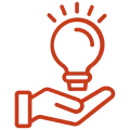 Red light bulb and hand illustration
