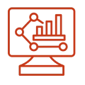 Red outlined analytics symbol