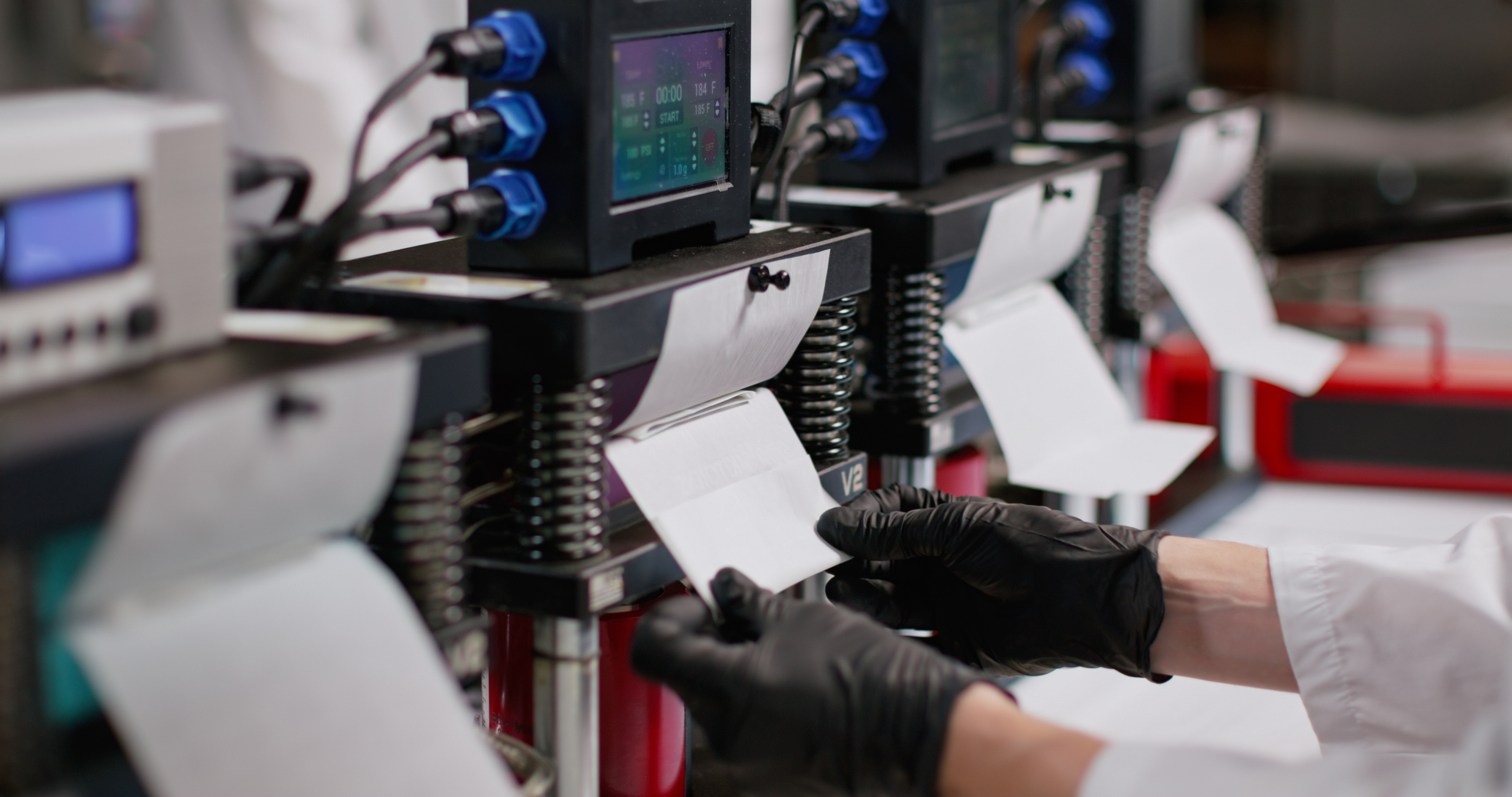 Shot of the extraction process for making live rosin. Shot inside of a cannabis processing laboratory in Oregon, USA.